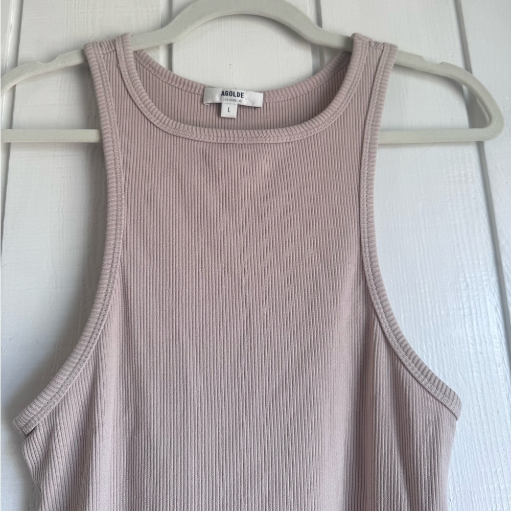 Agolde Beige Ribbed Tank Top - Picture 4 of 7